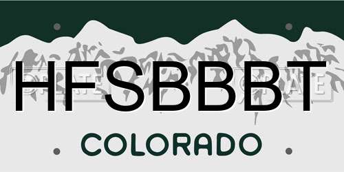 HFSBBBT Colorado License Plate