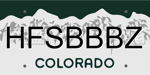HFSBBBZ Colorado License Plate