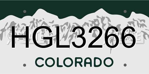 HGL3266 Colorado License Plate