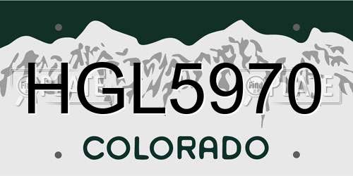HGL5970 Colorado License Plate