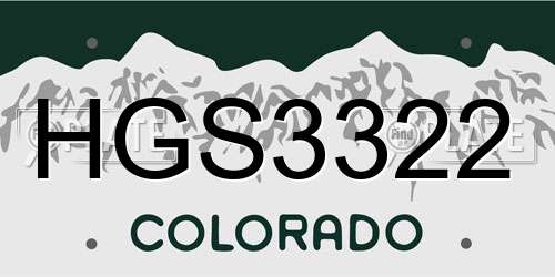 HGS3322 Colorado License Plate