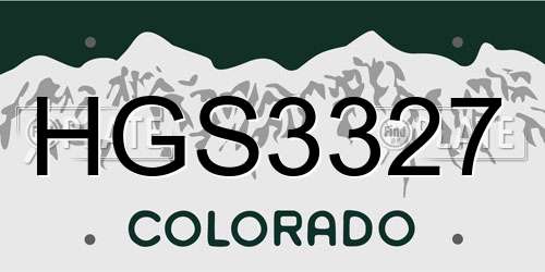 HGS3327 Colorado License Plate