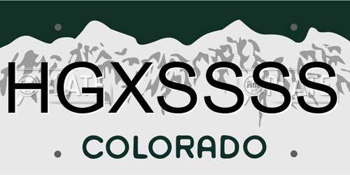 HGXSSSS Colorado License Plate