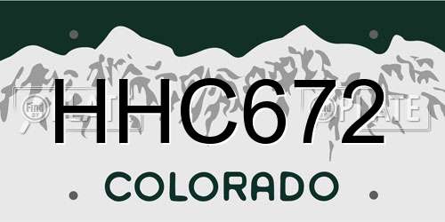 HHC672 Colorado License Plate
