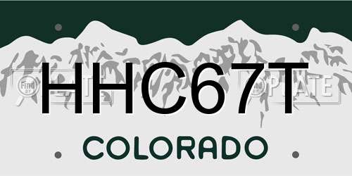 HHC67T Colorado License Plate
