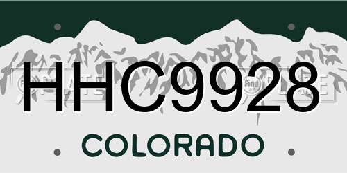 HHC9928 Colorado License Plate
