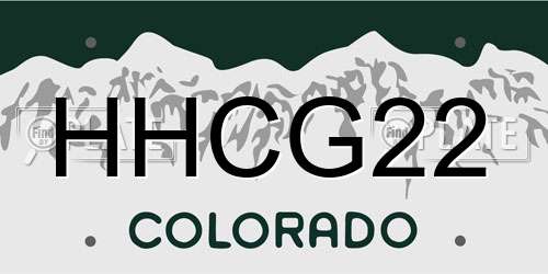 HHCG22 Colorado License Plate