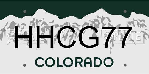 HHCG77 Colorado License Plate
