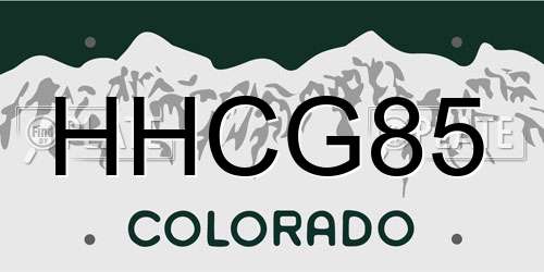 HHCG85 Colorado License Plate