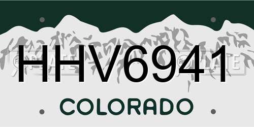 HHV6941 Colorado License Plate