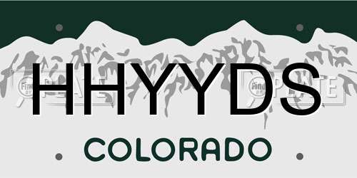 HHYYDS Colorado License Plate