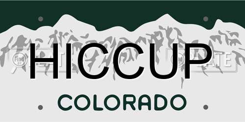 HICCUP Colorado License Plate