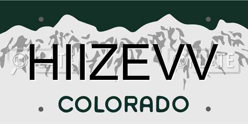 HIIZEVV Colorado License Plate