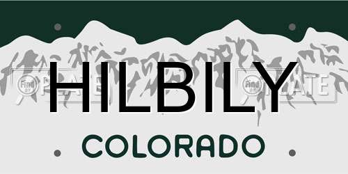 HILBILY Colorado License Plate