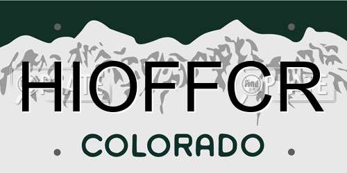 HIOFFCR Colorado License Plate