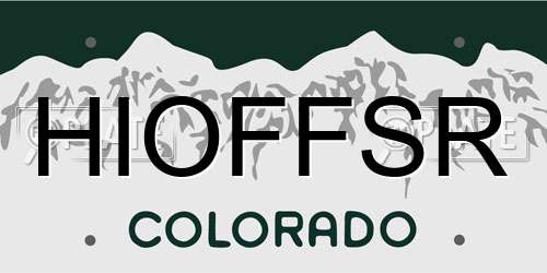 HIOFFSR Colorado License Plate