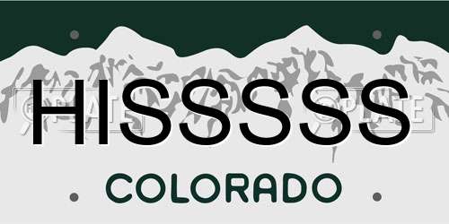 HISSSSS Colorado License Plate