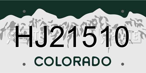 HJ21510 Colorado License Plate