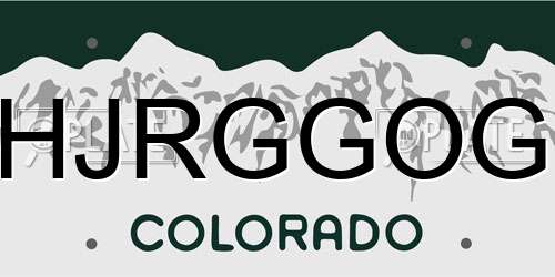 HJRGGOG Colorado License Plate
