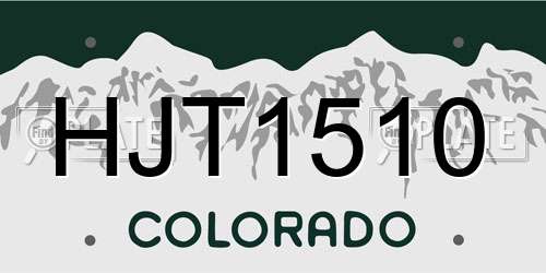 HJT1510 Colorado License Plate