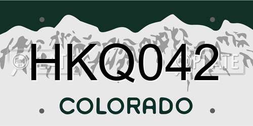 HKQ042 Colorado License Plate