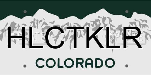 HLCTKLR Colorado License Plate