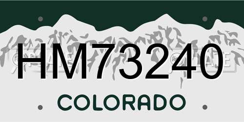 HM73240 Colorado License Plate