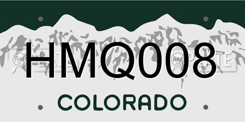 HMQ008 Colorado License Plate