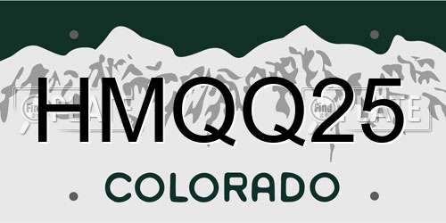 HMQQ25 Colorado License Plate