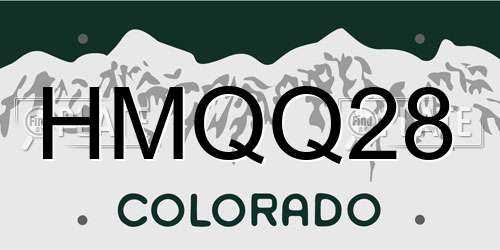 HMQQ28 Colorado License Plate