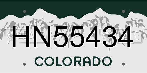 HN55434 Colorado License Plate