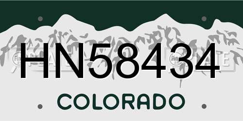 HN58434 Colorado License Plate