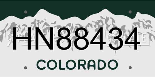 HN88434 Colorado License Plate