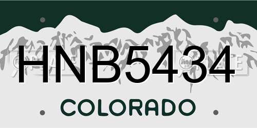 HNB5434 Colorado License Plate