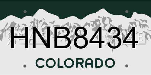 HNB8434 Colorado License Plate