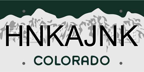 HNKAJNK Colorado License Plate