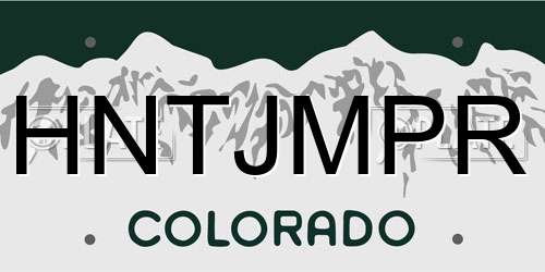 HNTJMPR Colorado License Plate