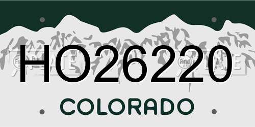 HO26220 Colorado License Plate