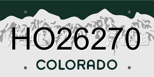 HO26270 Colorado License Plate