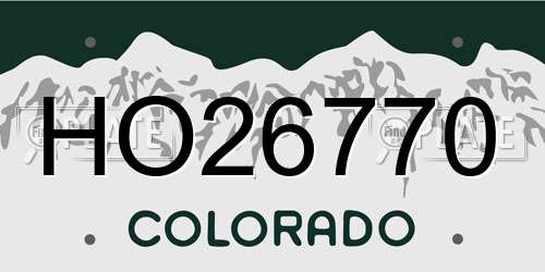 HO26770 Colorado License Plate