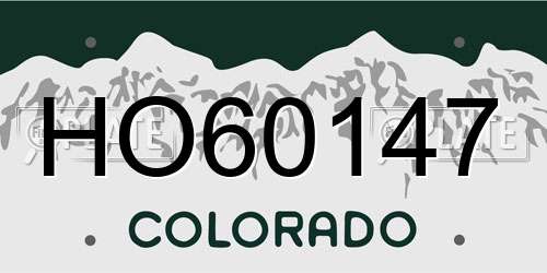 HO60147 Colorado License Plate