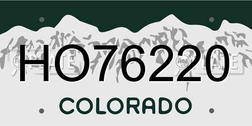 HO76220 Colorado License Plate