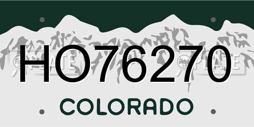 HO76270 Colorado License Plate