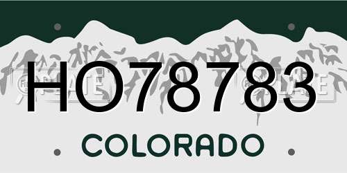 HO78783 Colorado License Plate