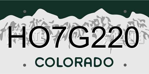 HO7G220 Colorado License Plate