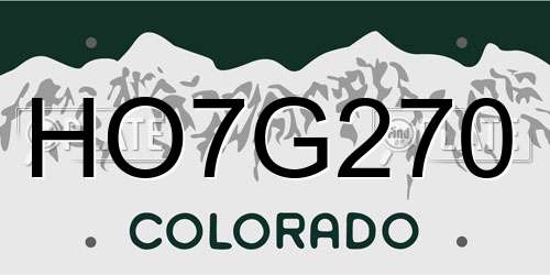HO7G270 Colorado License Plate