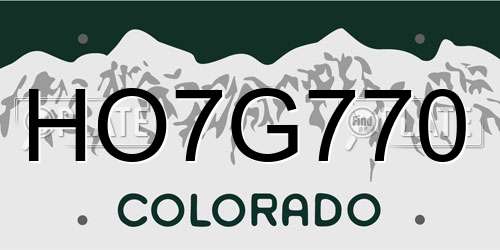 HO7G770 Colorado License Plate