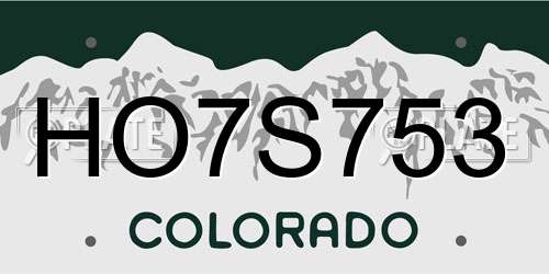 HO7S753 Colorado License Plate