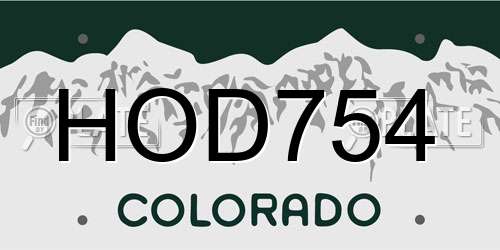 HOD754 Colorado License Plate