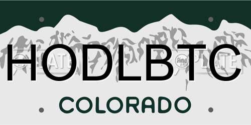 HODLBTC Colorado License Plate